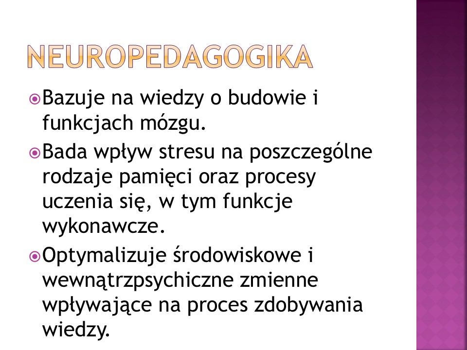Zdjęcie przedstawiające prezentację na temat neuropedagogiki