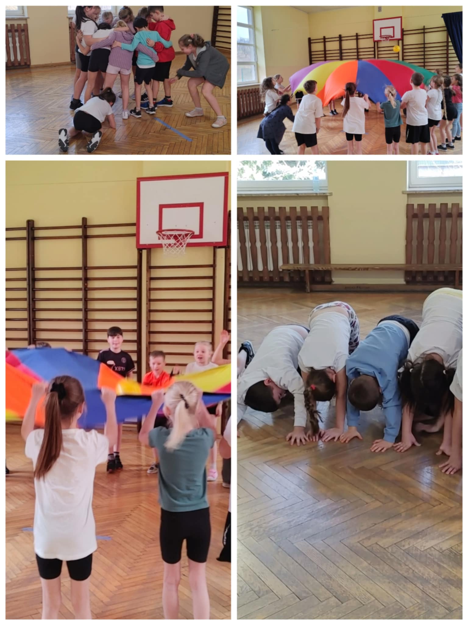 Zdjęcie przedstawiające uczniów szkoły podstawowej w Albigowej podczas zajęć warsztatowych wykorzystaniem Metody Ruchu Rozwijającego Weroniki Sherborne.