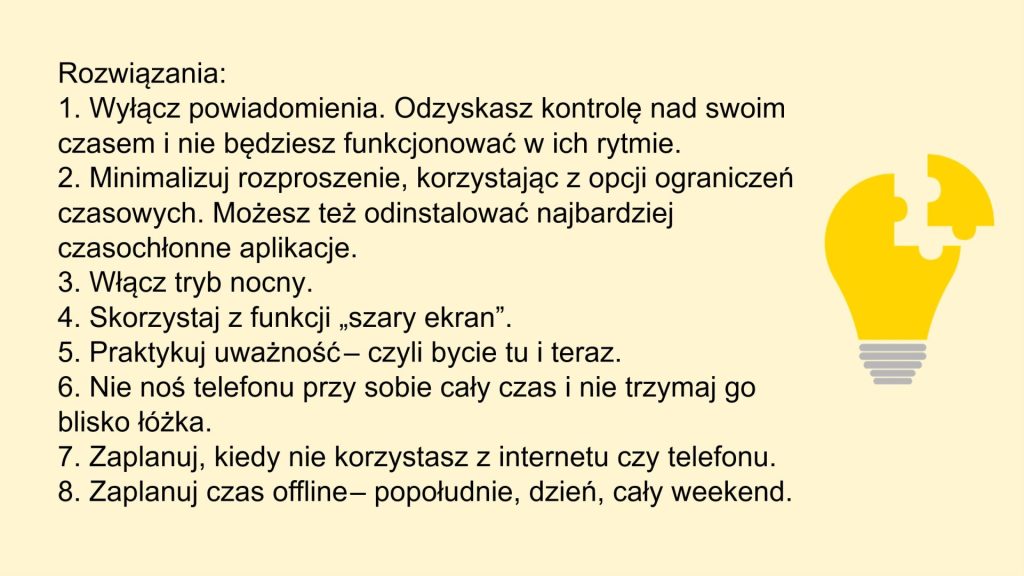 Plakat z zajęć pt.„Dopamina – zajęcia profilaktyczne wspierające młodzież w świadomym korzystaniu z mediów społecznościowych i dbaniu o równowagę online-offline”